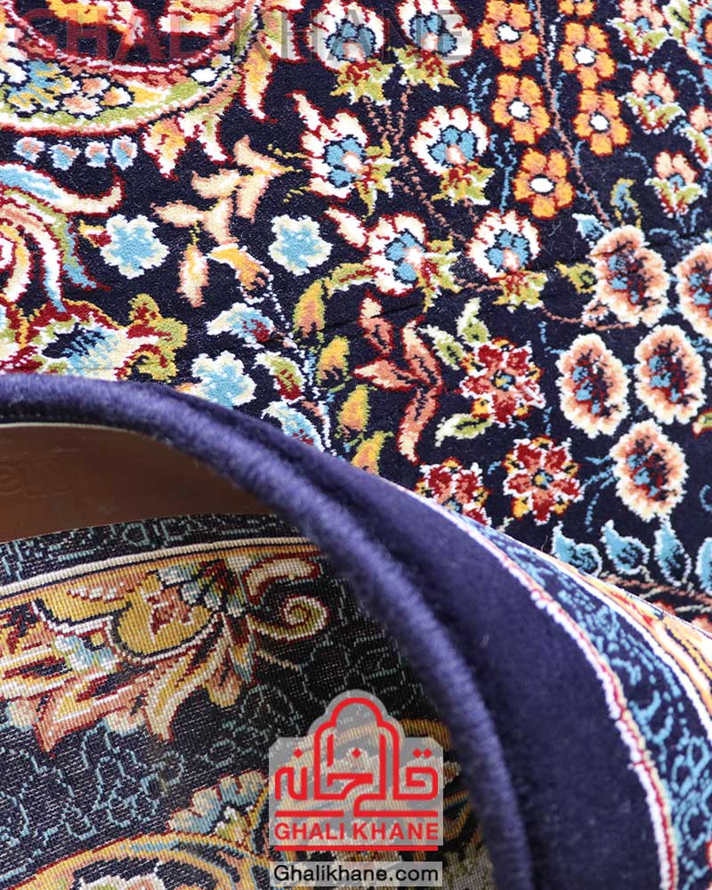 فرش ماشینی مشهد 700 شانه کد 722100 سرمه ای