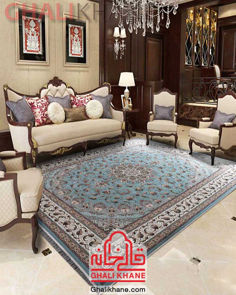 فرش مشهد 1500 شانه کد 815005 آبی