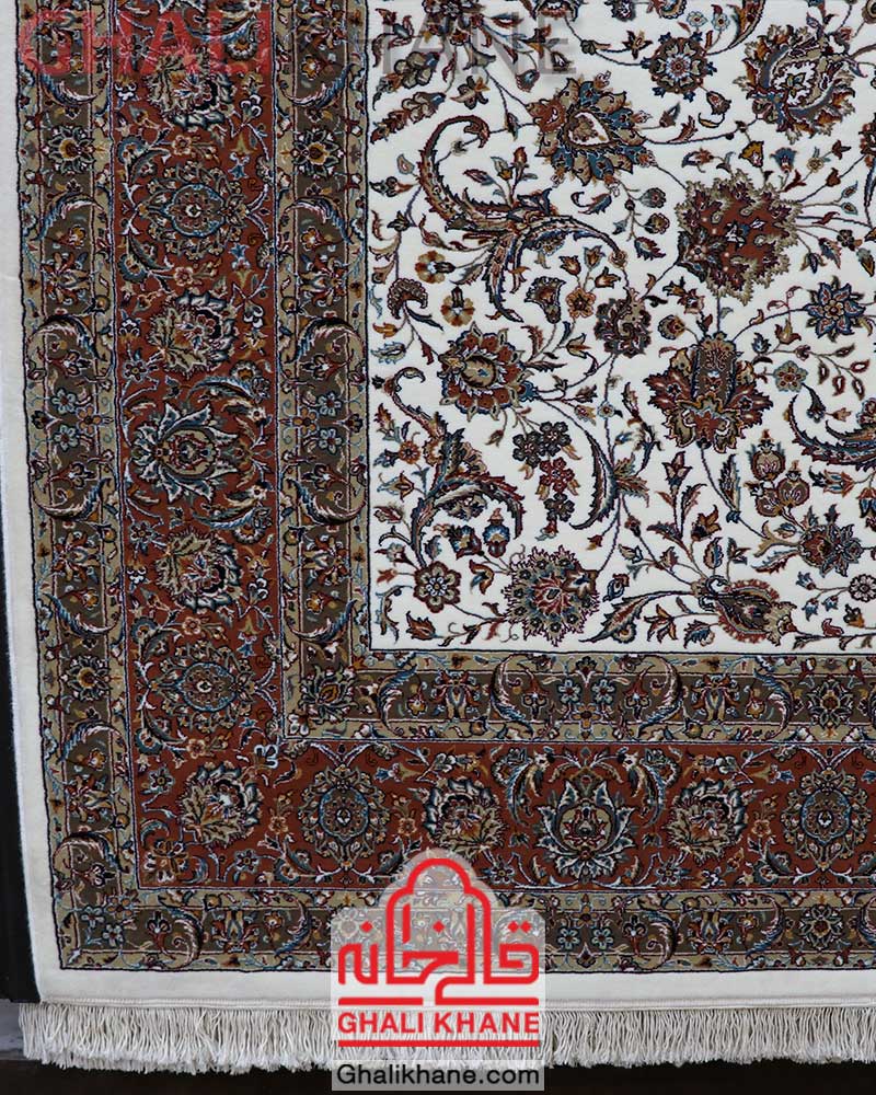 فرش ماشینی مشهد کد 722086 کرم