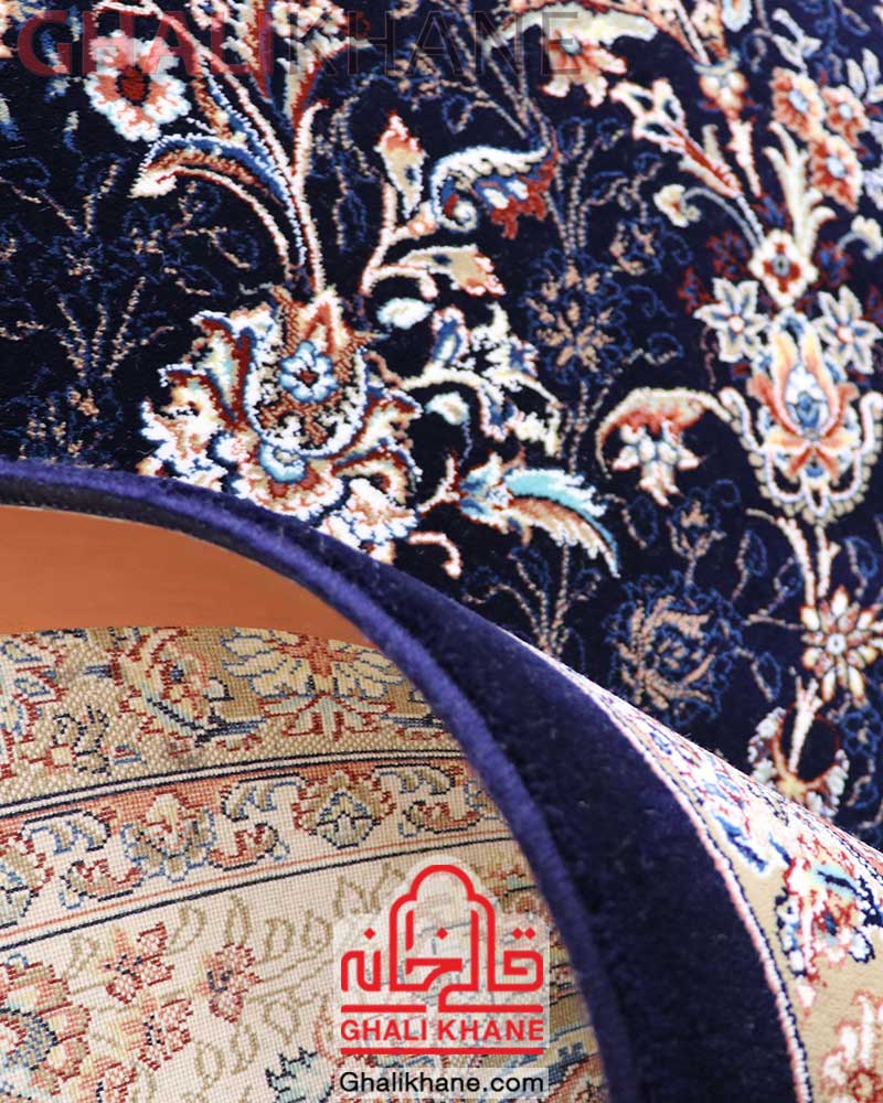 فرش زمرد مشهد کد 25041 سرمه ای