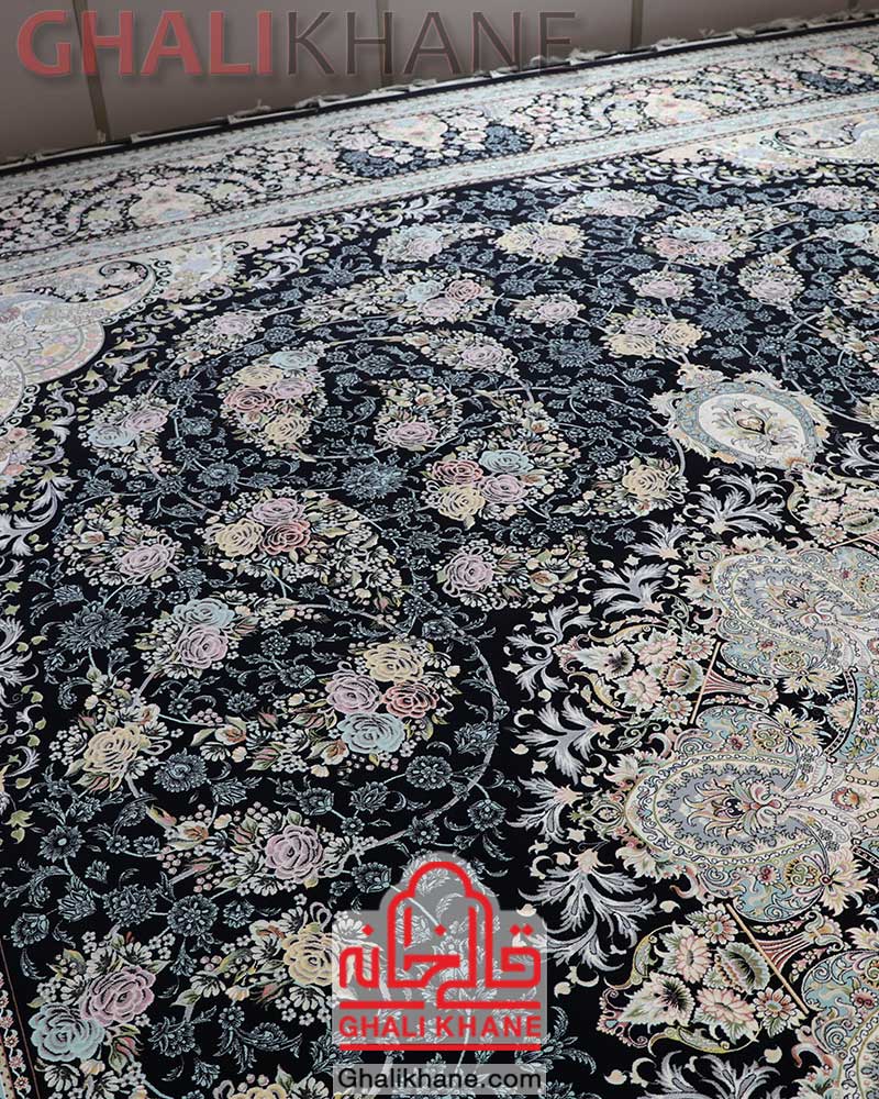 فرش مشهد 1500 شانه کد 515014 سرمه ای