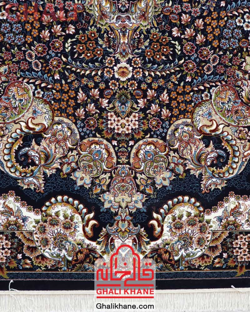 فرش ماشینی مشهد 700 شانه کد 722100 سرمه ای