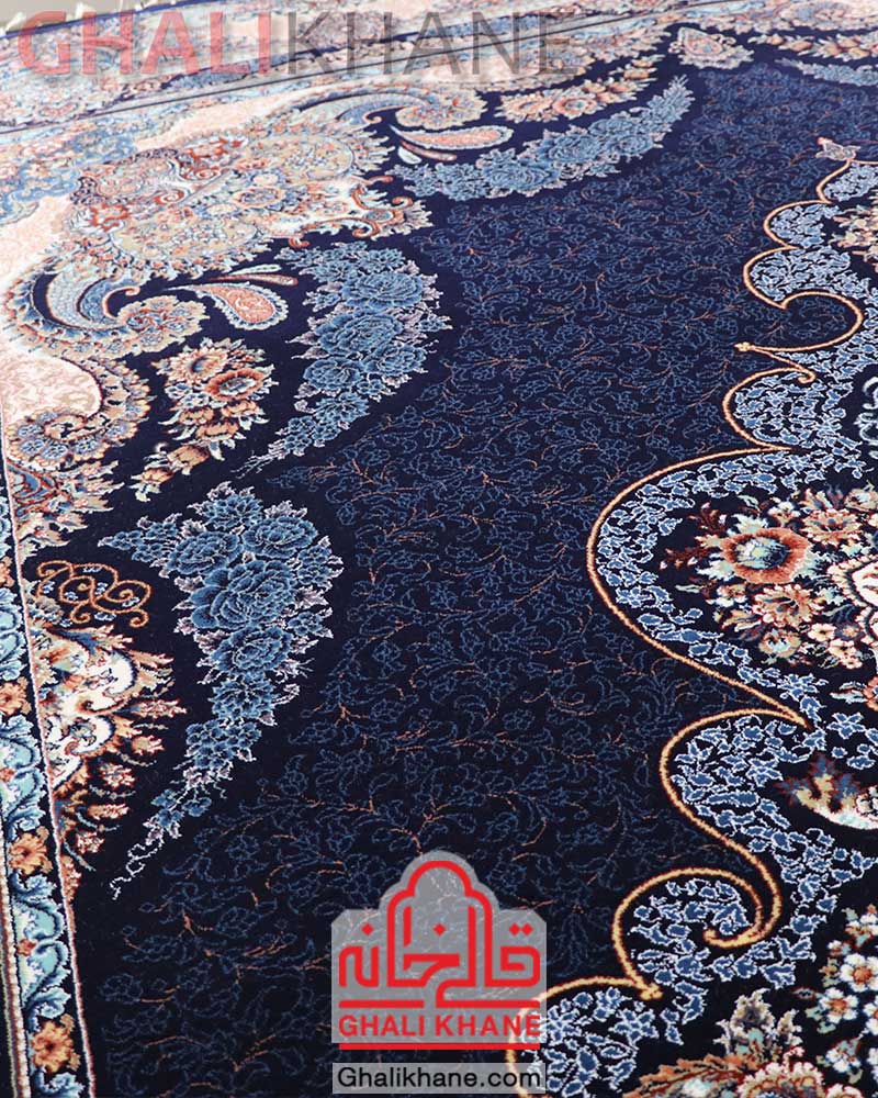 فرش زمرد مشهد کد 25027 سرمه ای