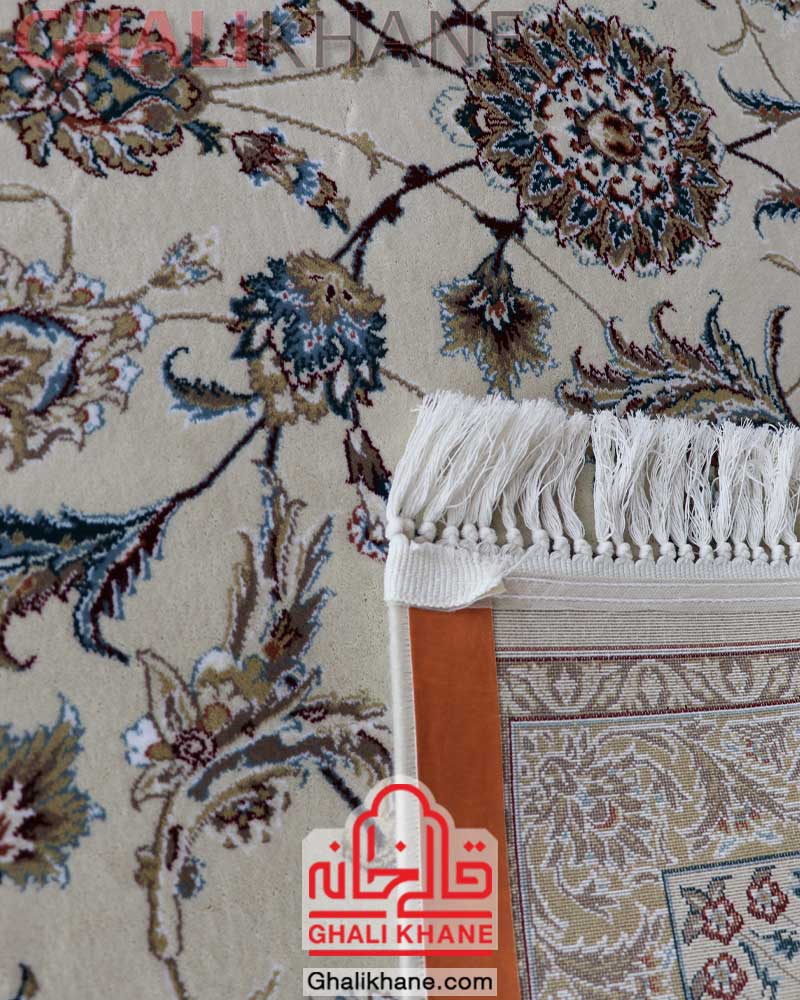 فرش ماشینی زمرد مشهد کد 14009 کرم