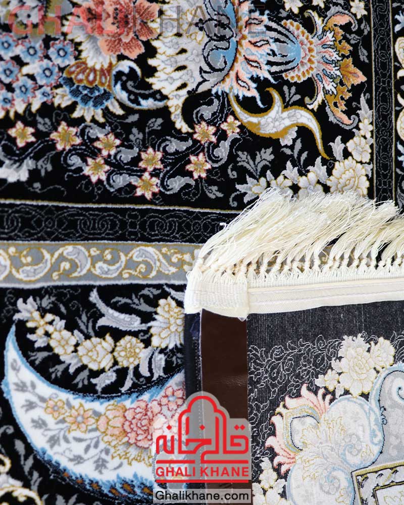 فرش مشهد خشتی کد 802188 سرمه ای