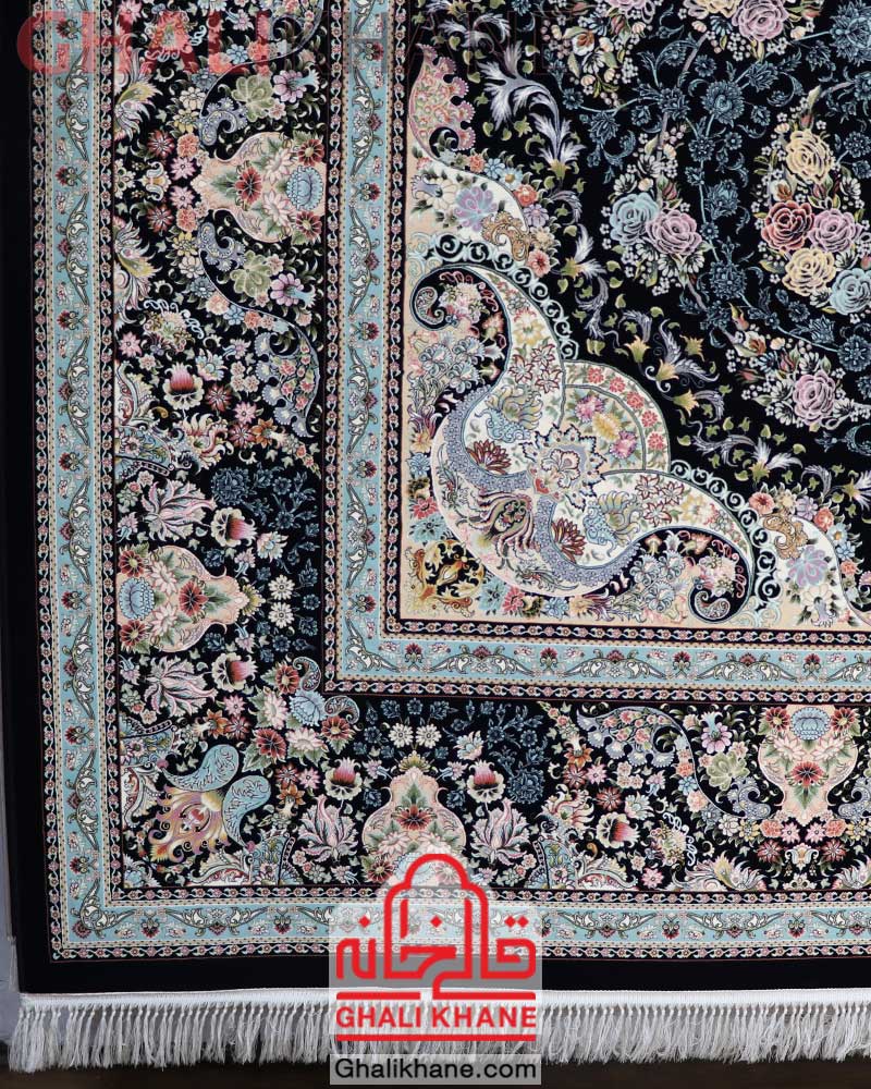 فرش مشهد 1500 شانه کد 515014 سرمه ای