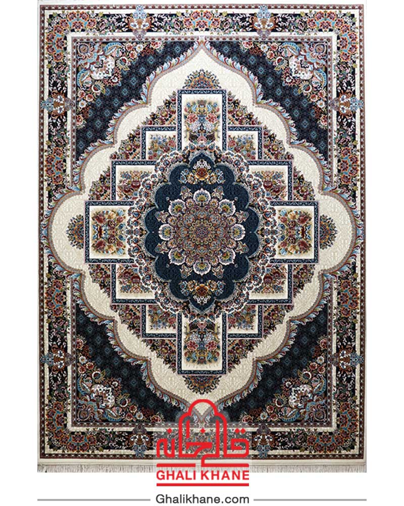 فرش مشهد 700 شانه طرح ناردون کد 872366 کرم