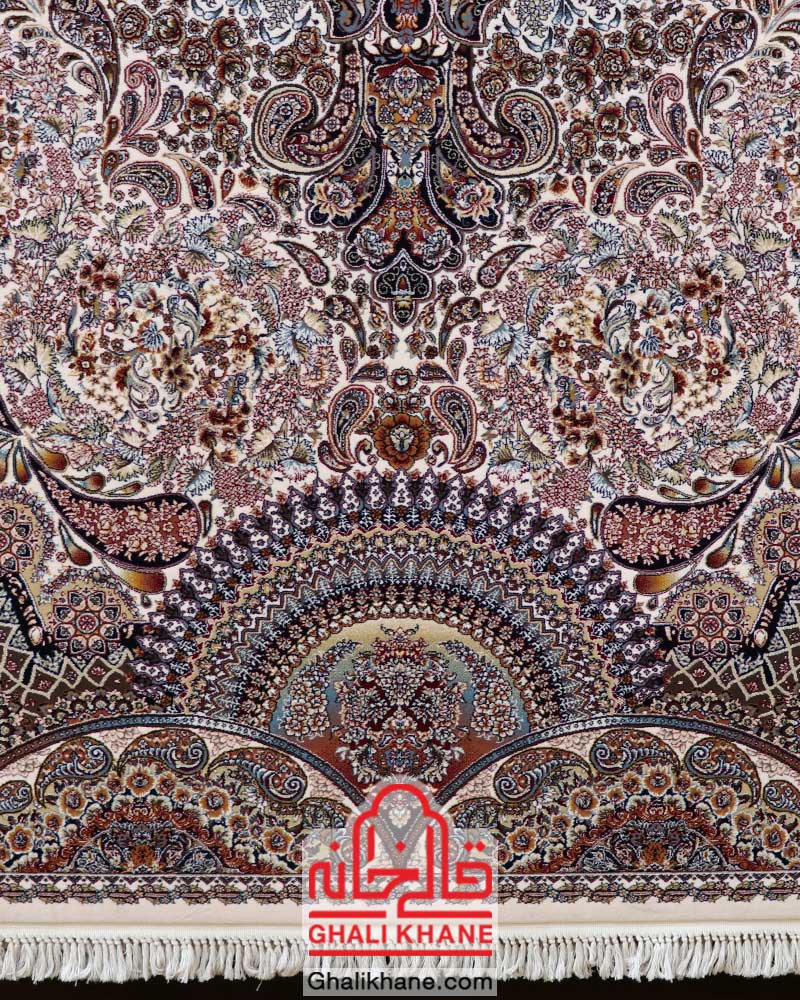 فرش زمرد مشهد کد 25009 کرم
