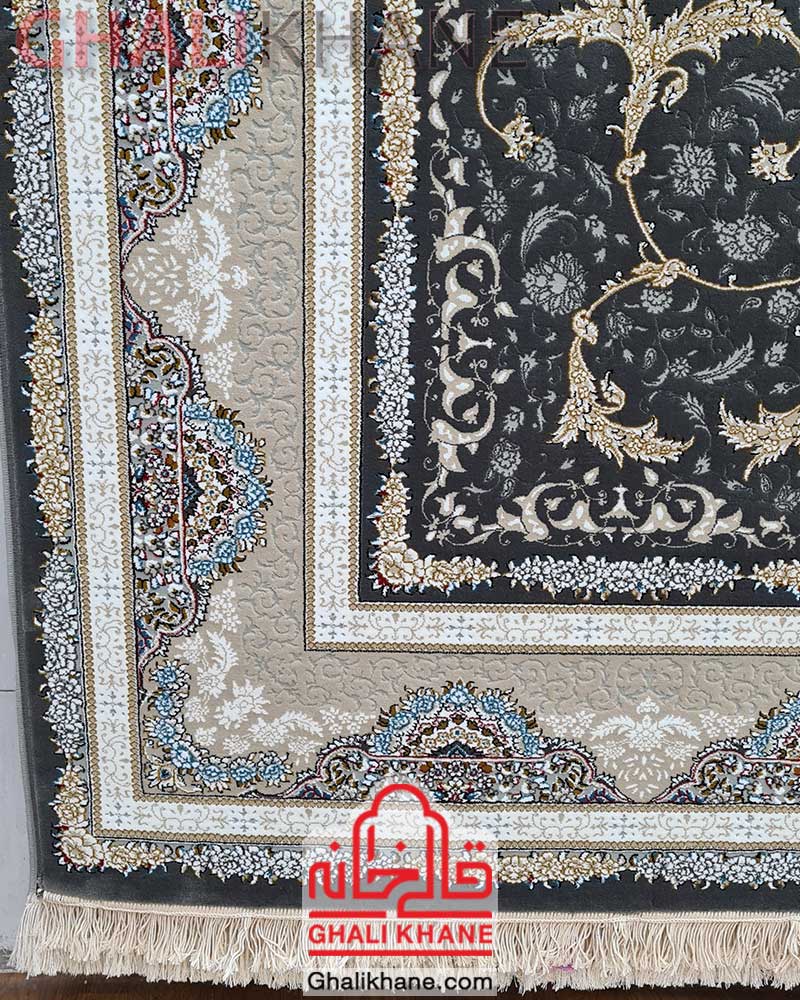 فرش نگین مشهد 700 شانه کد 2608 ‌ذغالی