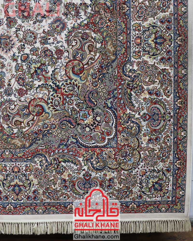فرش مشهد 1200 شانه کد 802032 کرم