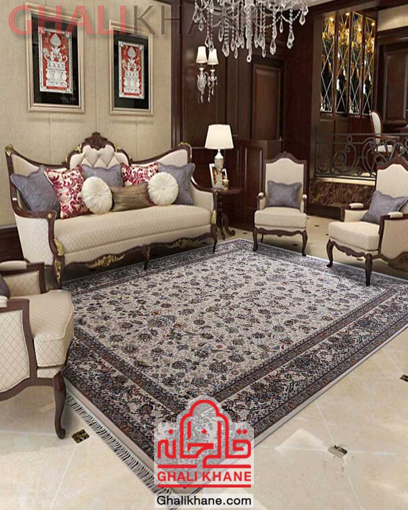 فرش زمرد مشهد کد 25041 کرم