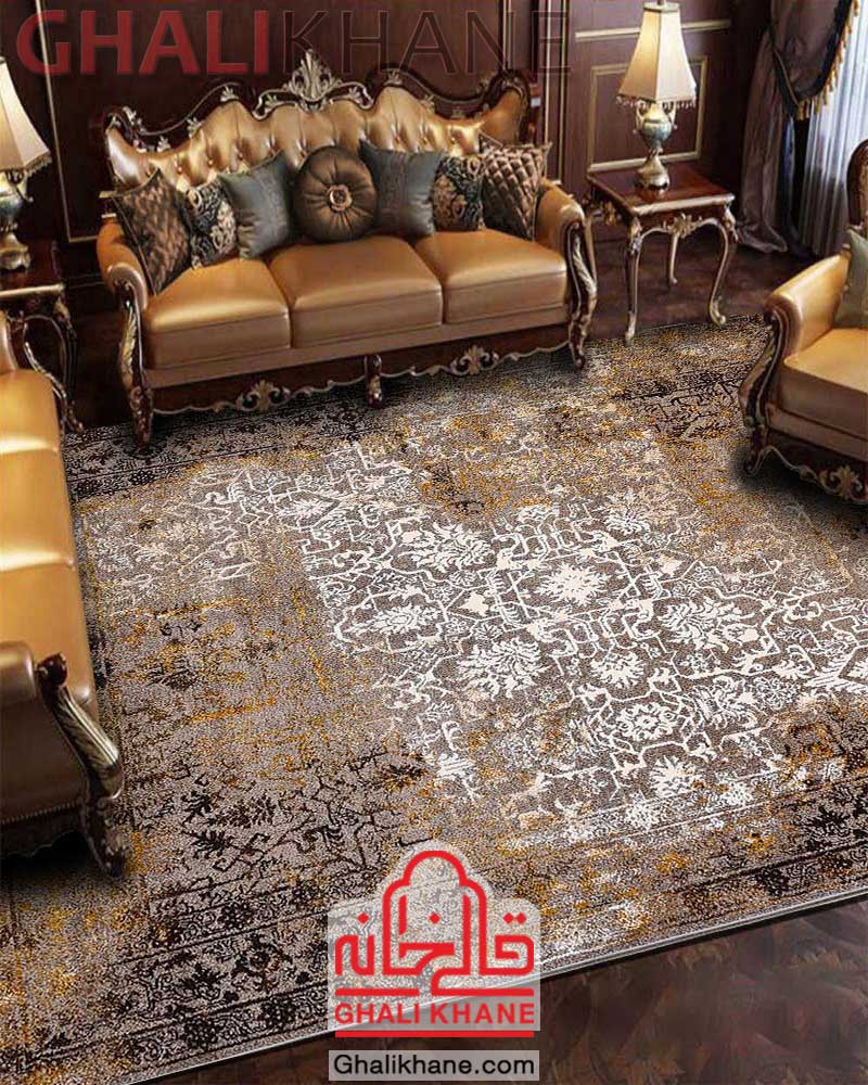 گلیم فرش ماشینی ساوین طرح بهار شکلاتی