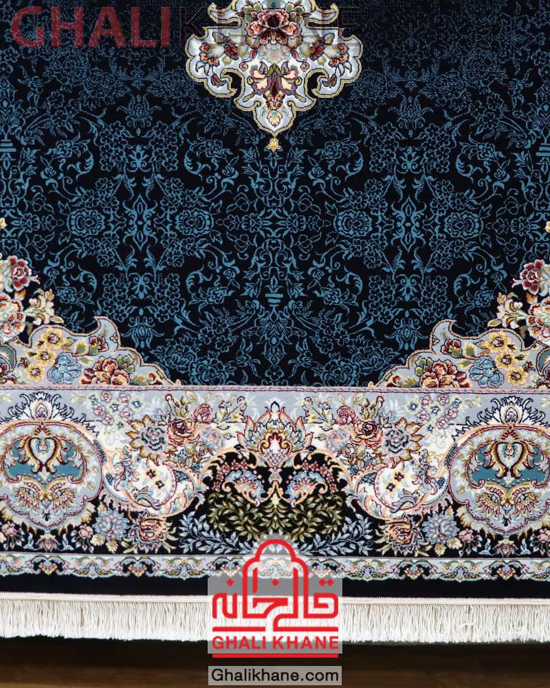 فرش ماشینی مشهد 700 شانه کد 872365 سرمه ای