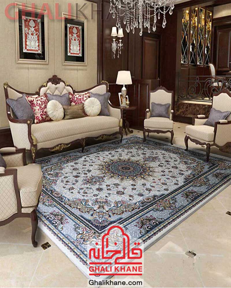 فرش ماشینی مشهد کد 722216 کرم