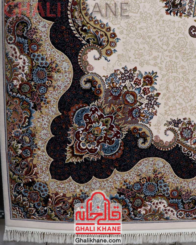 فرش زمرد مشهد کد 25035 کرم