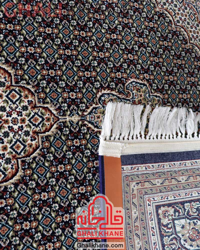 فرش زمرد مشهد کد 14016 ریزماهی سرمه ای