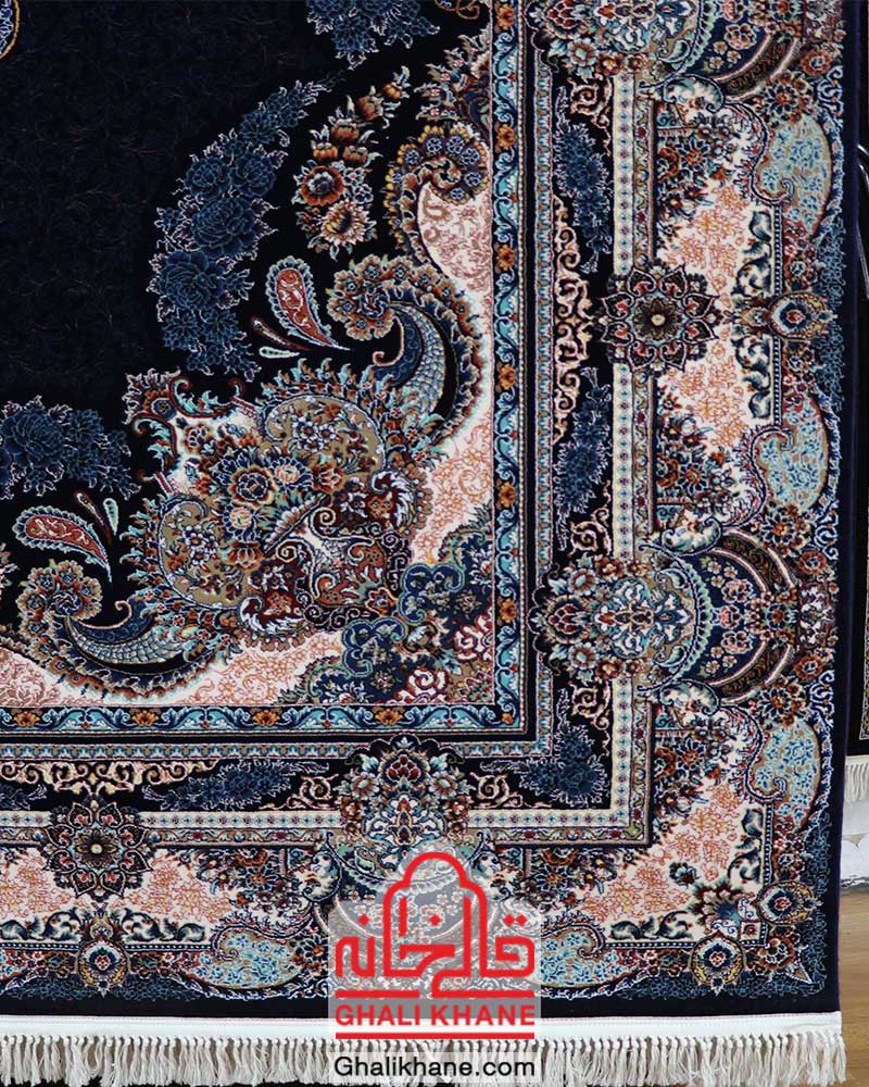 فرش زمرد مشهد کد 25027 سرمه ای