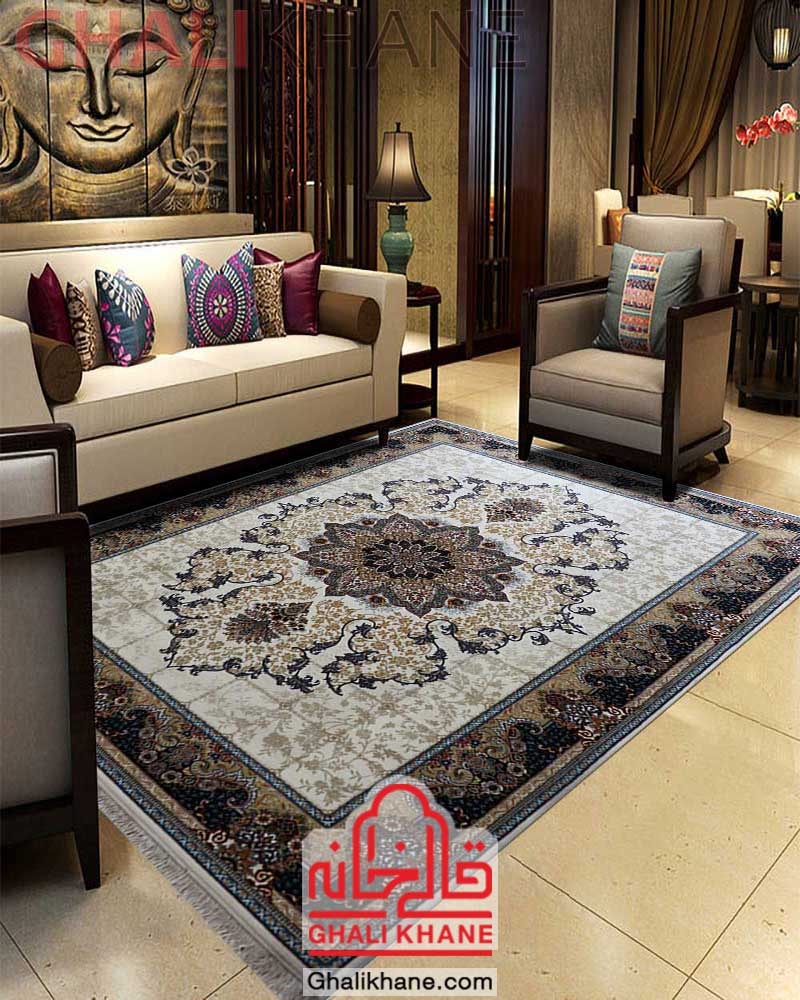 فرش مشهد کد 872364 طرح هیوا کرم