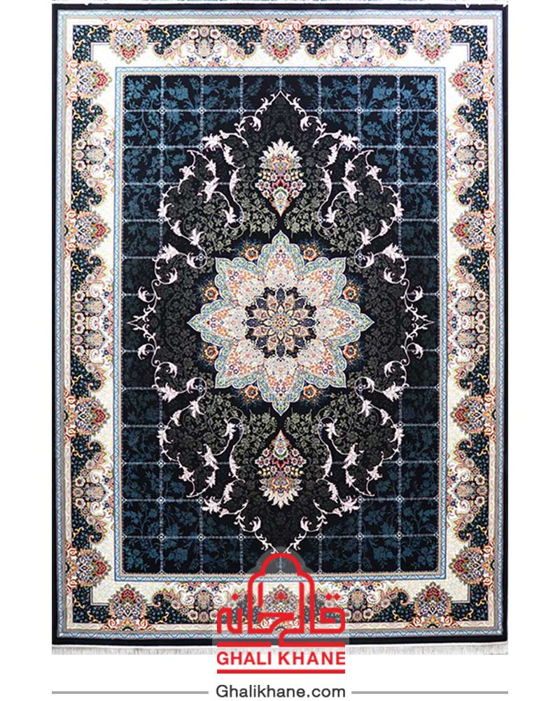 فرش نگین مشهد کد 2598 هیوا سرمه ای