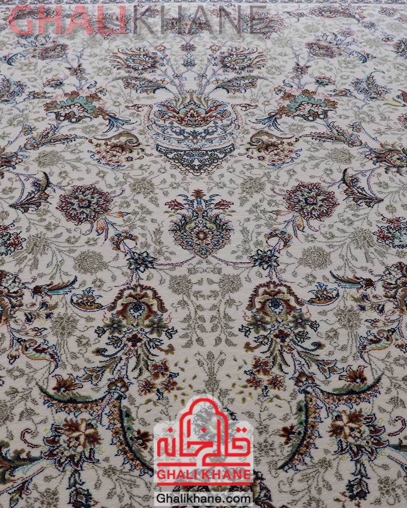 فرش زمرد مشهد کد 25041 کرم