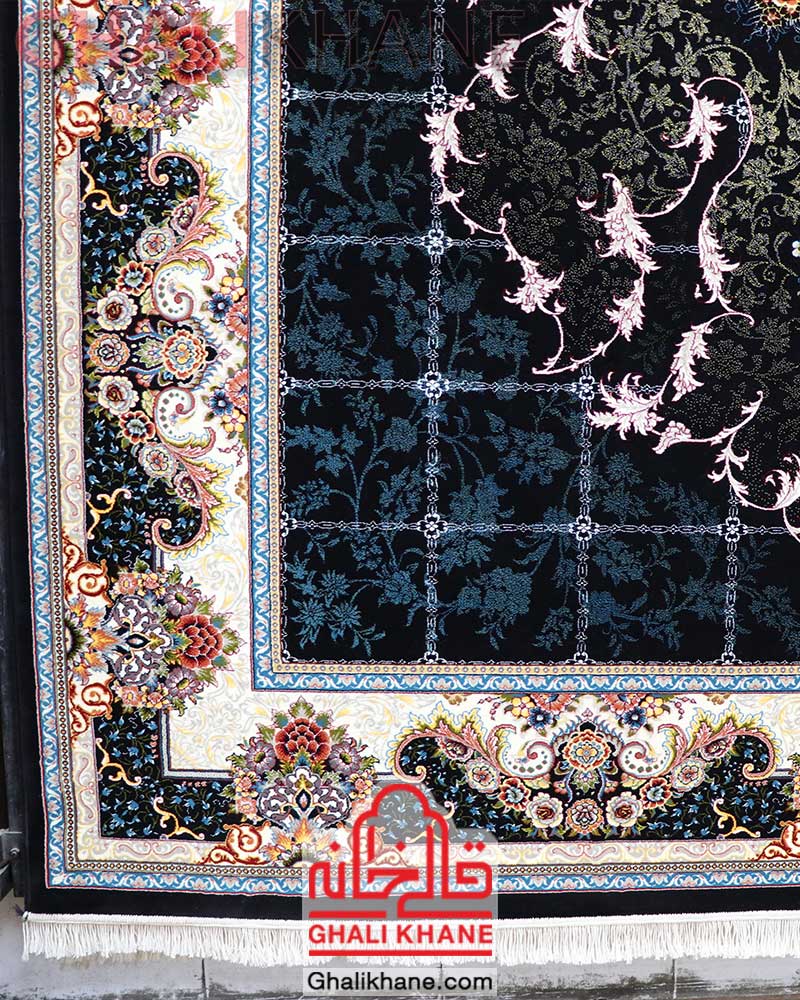 فرش نگین مشهد کد 2598 هیوا سرمه ای