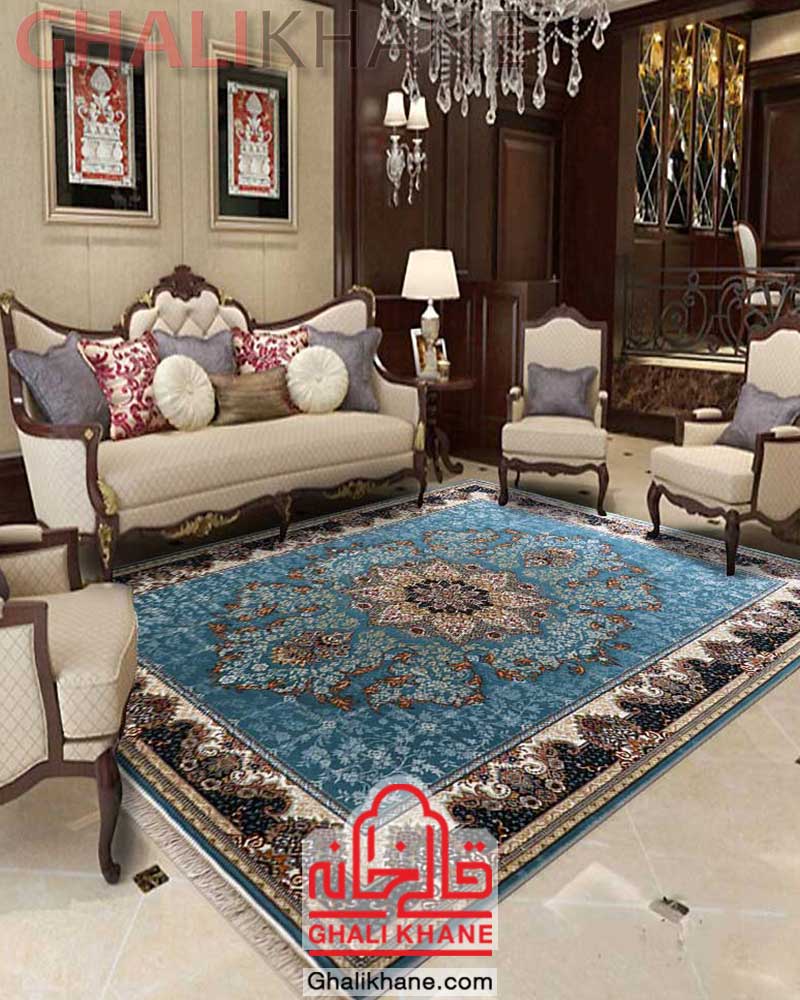 فرش نگین مشهد 700 شانه کد 2598 هیوا آبی