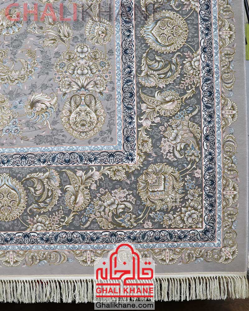 فرش مشهد کد 802078 نقره ای
