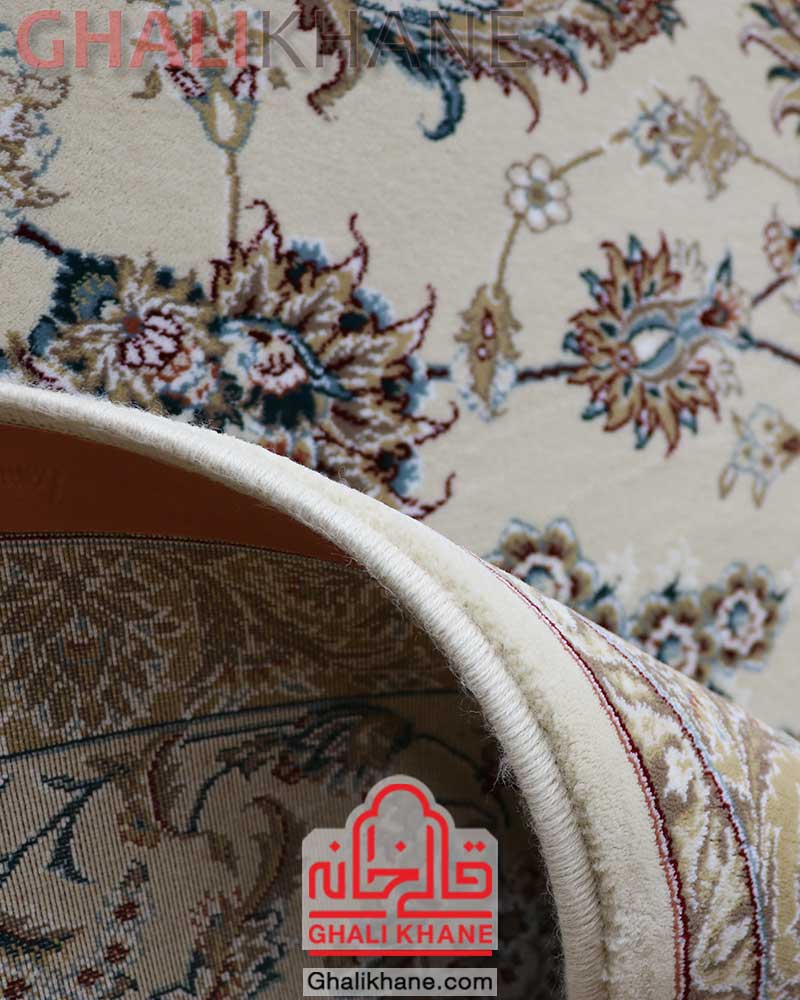 فرش ماشینی زمرد مشهد کد 14009 کرم