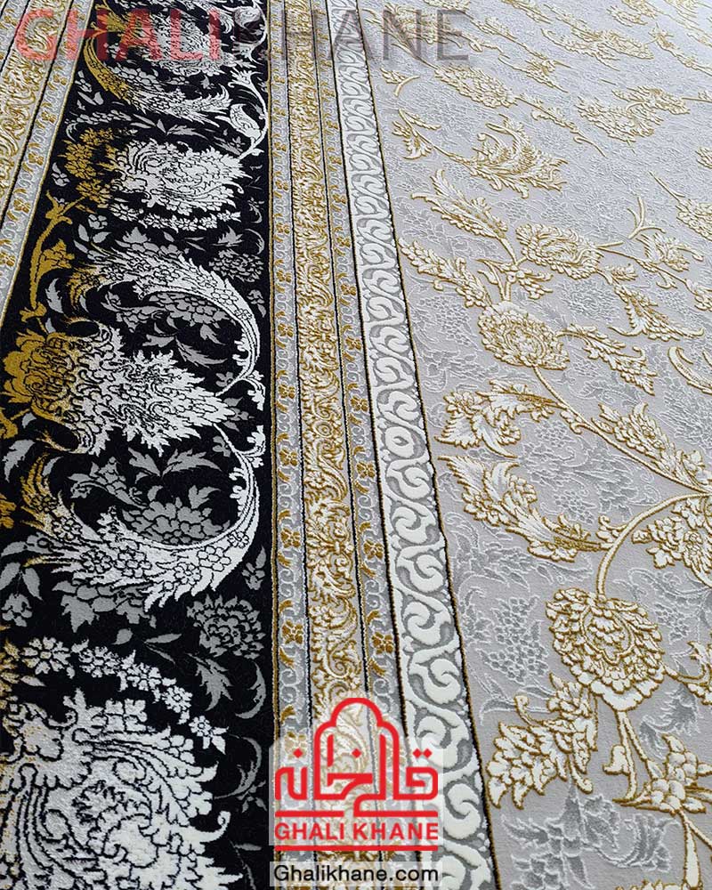فرش نگین مشهد کد 1223 نقره ای سرمه ای