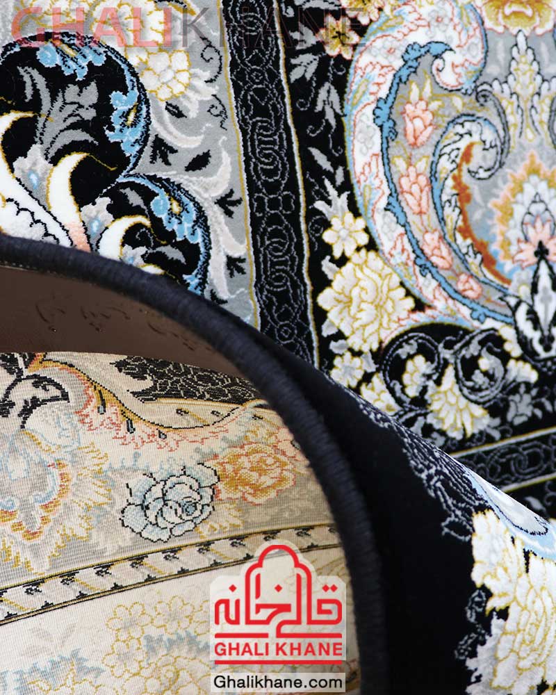 فرش مشهد خشتی کد 802188 سرمه ای