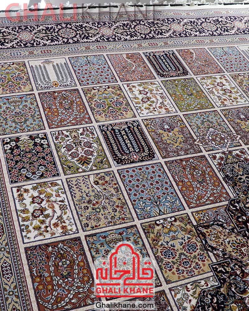 فرش ماشینی زمرد مشهد کد 25017 کرم