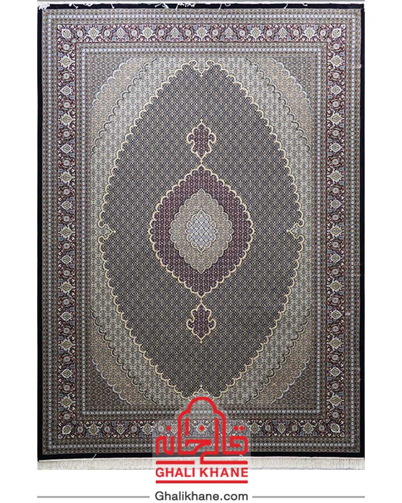 فرش مشهد طرح ریزماهی کد 87034 سرمه ای