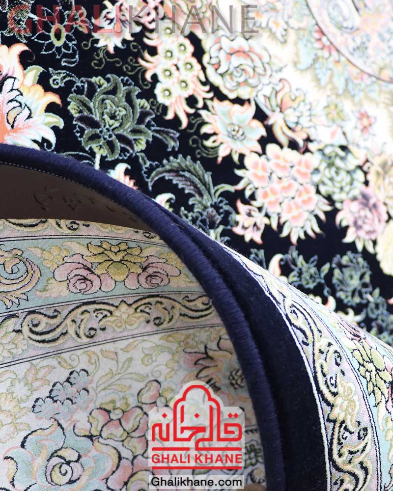 فرش مشهد کد 815011 سرمه ای