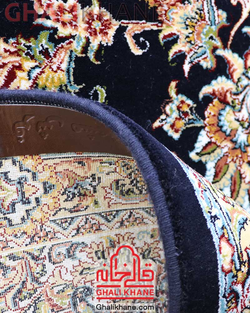 فرش ماشینی مشهد 700 شانه کد 872149 سرمه ای