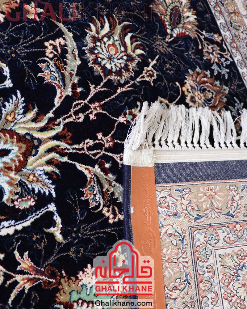 فرش زمرد مشهد کد 25041 سرمه ای