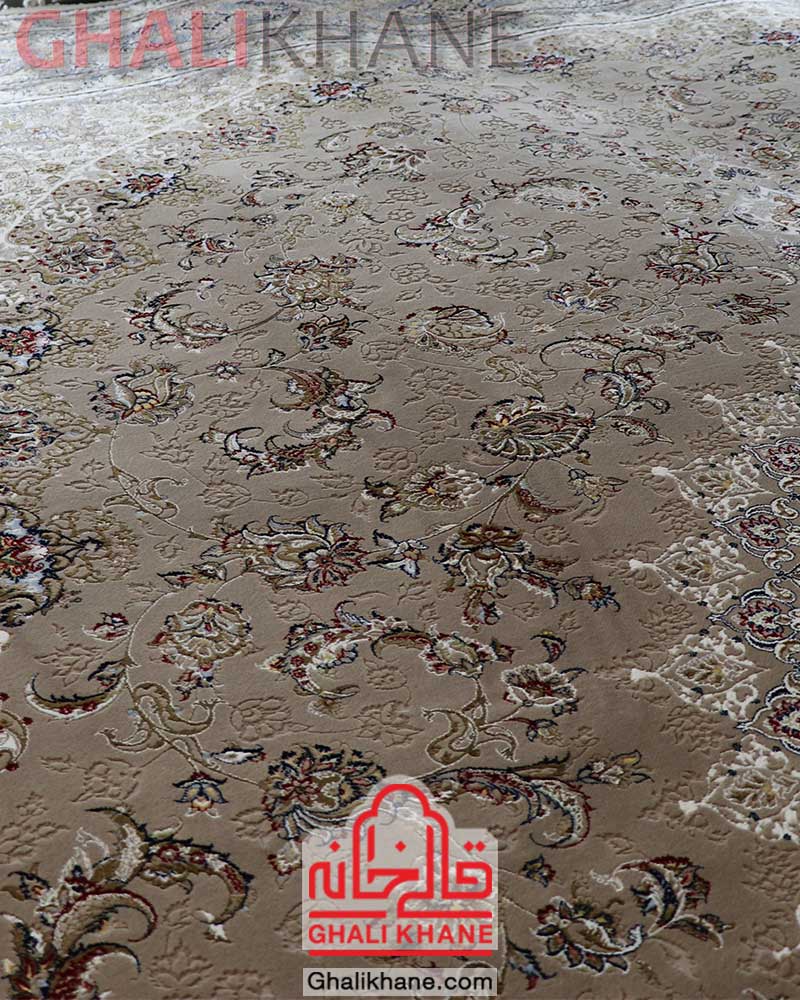 فرش ماشینی زمرد مشهد کد 22008 بژ