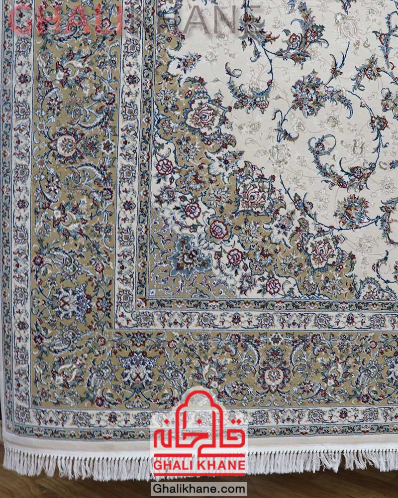 فرش زمرد مشهد کد 14000 کرم