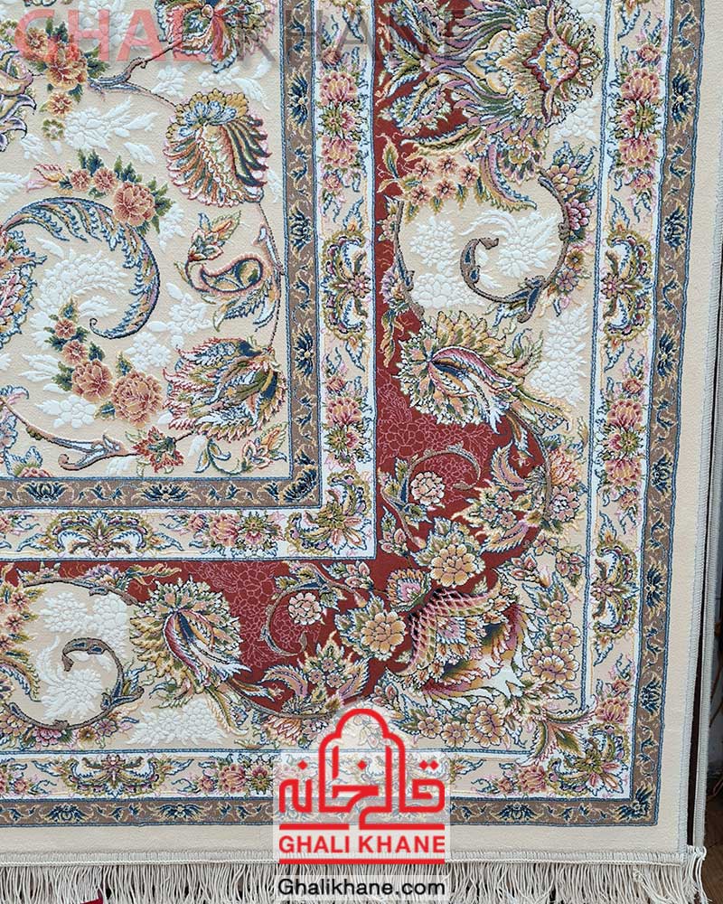فرش نگین مشهد کد 1014 کرم مسی