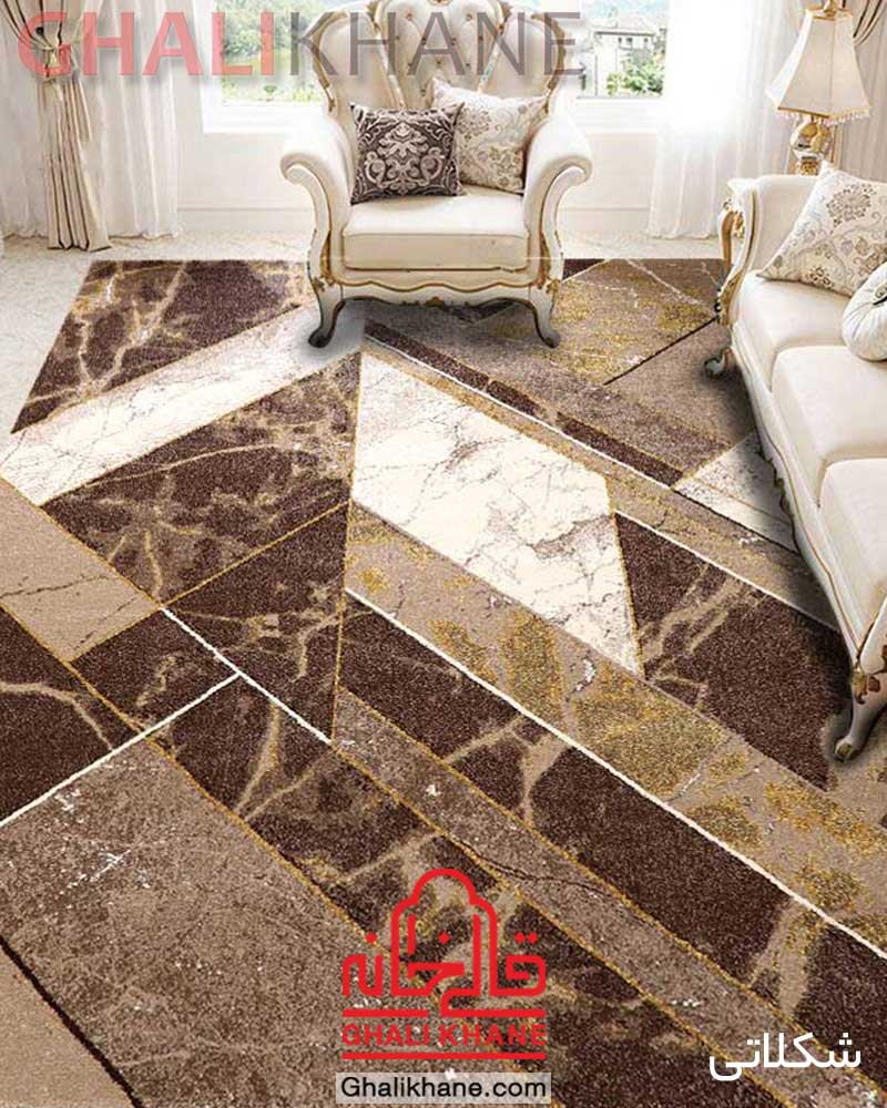 فرش ماشینی ساوین طرح بنجامین شکلاتی