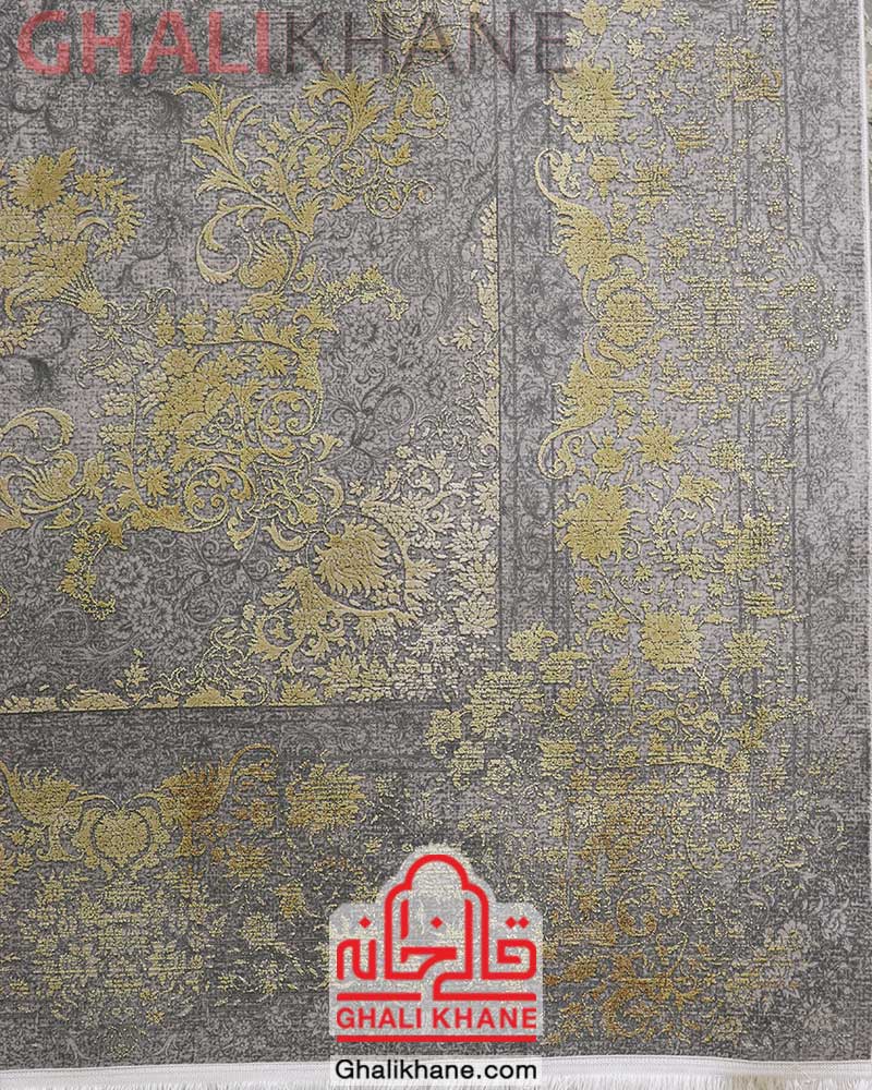 فرش مدرن و فانتزی طوسی طلایی