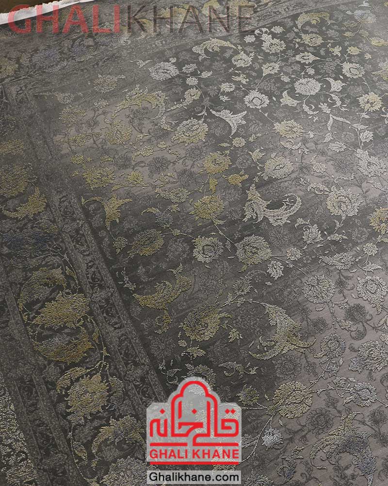 فرش جدید طوسی نخ بامبو