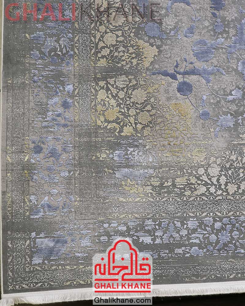 فرش طوسی بنفش طلایی