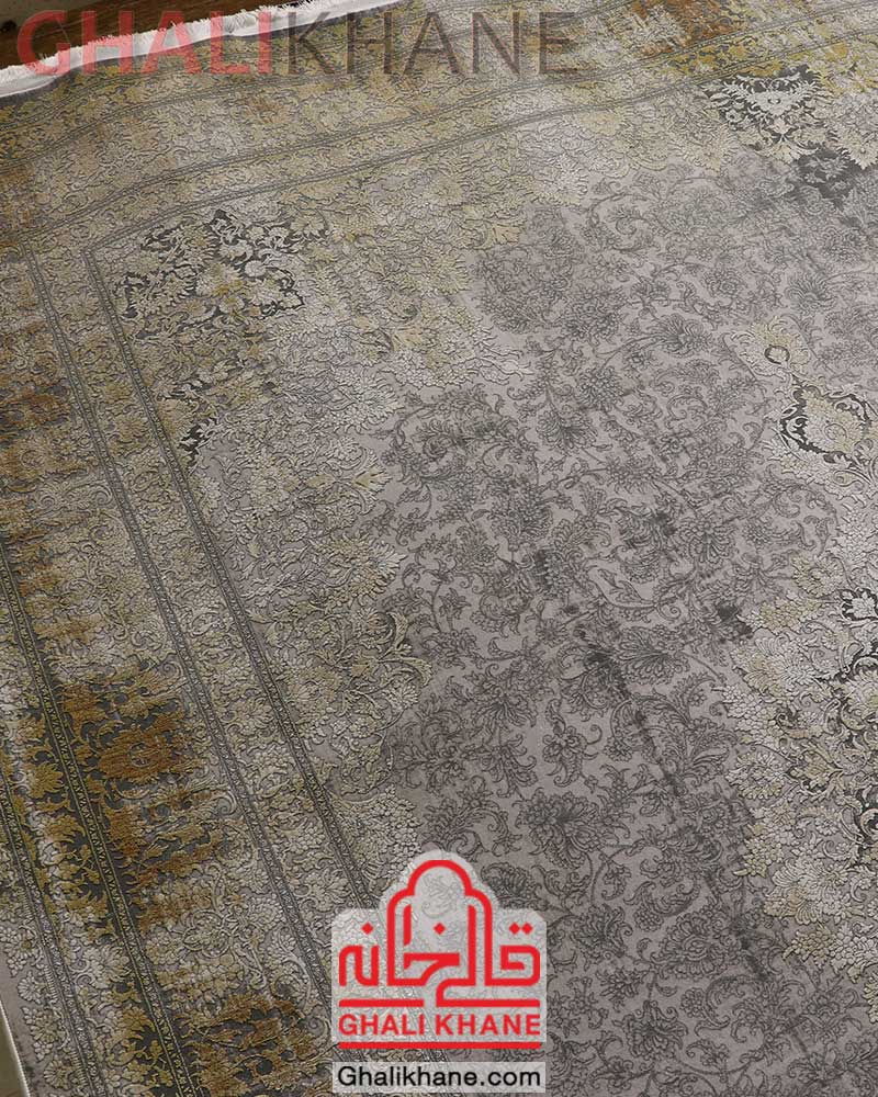 فرش مدرن طوسی زرد