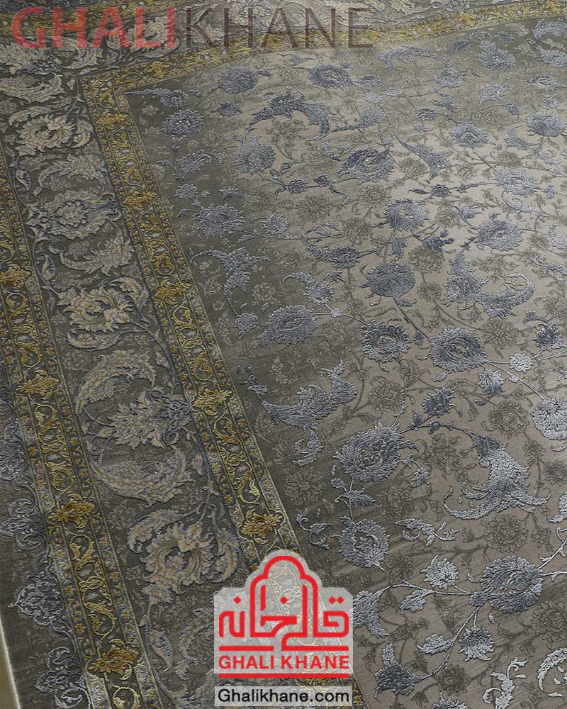 فرش گل برجسته مدل افشان طوسی بنفش