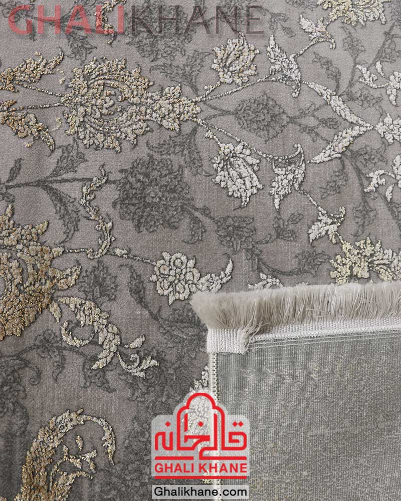 فرش مدرن طوسی نخ بامبو