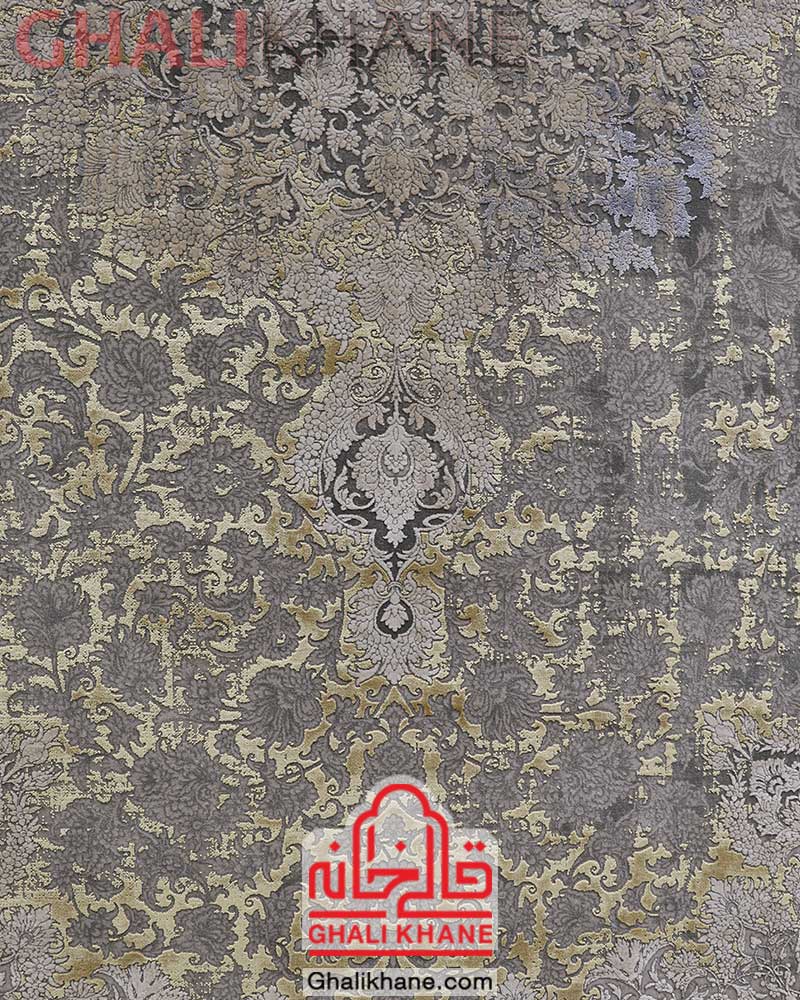 فرش مدرن طوسی طلایی