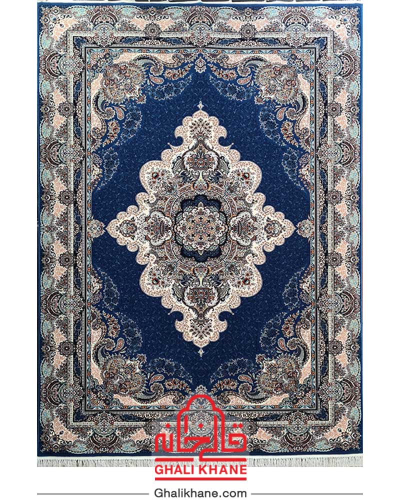 فرش زمرد مشهد کد 25027 آبی