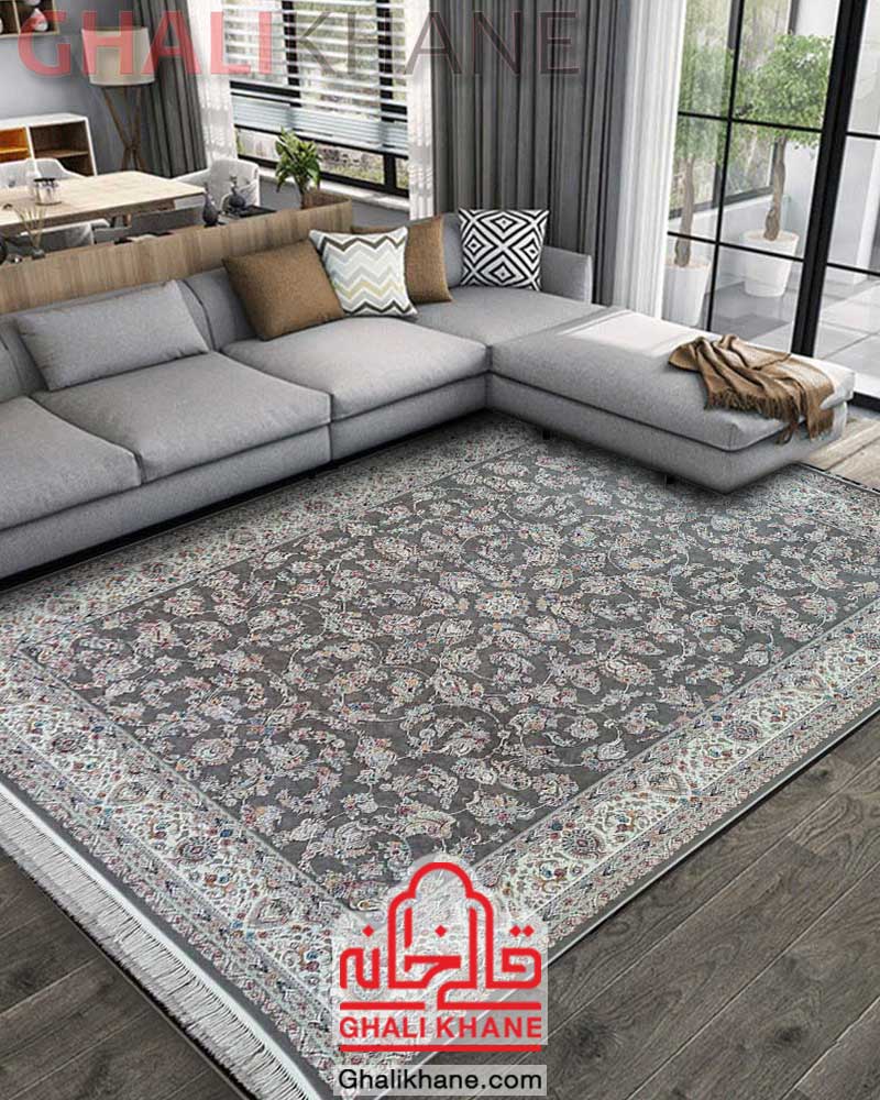 فرش مشهد کد 813001 طوسی 1500 شانه گل برجسته