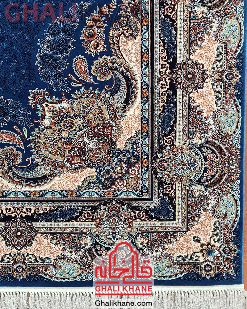 فرش زمرد مشهد کد 25027 آبی