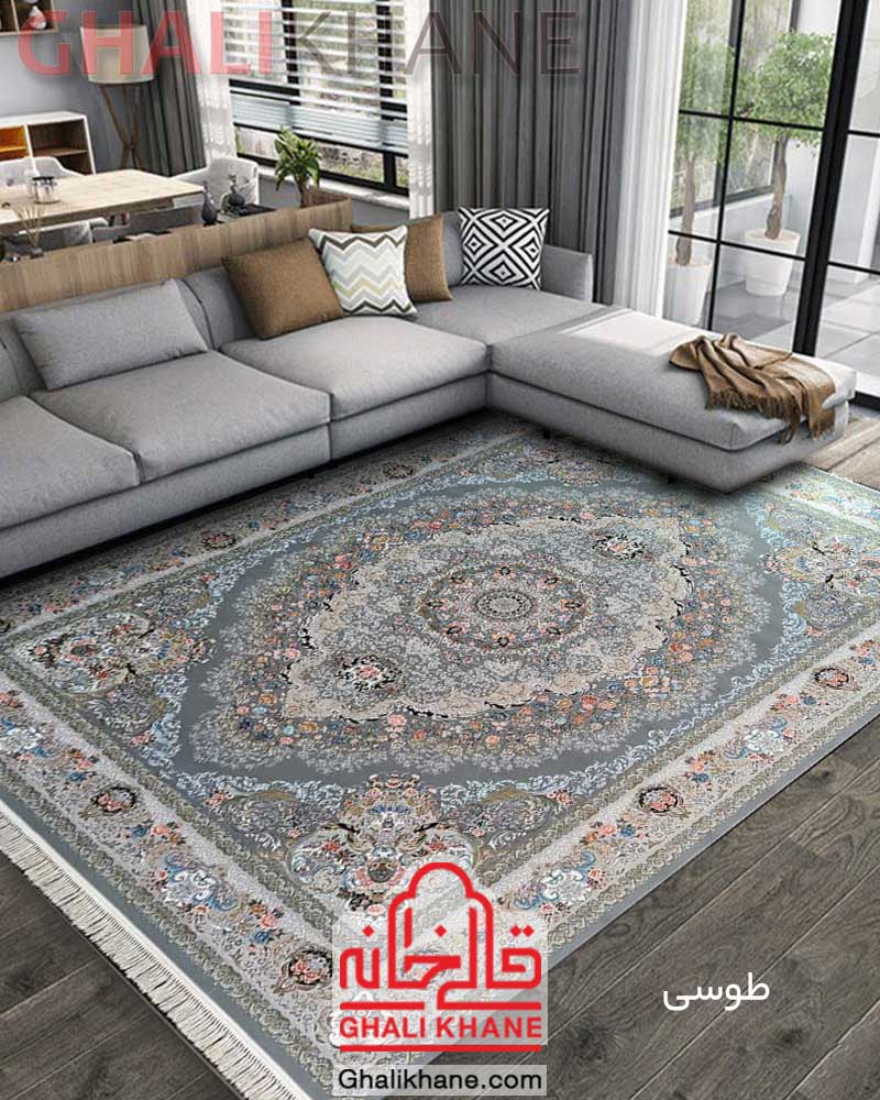 فرش مشهد 1200 شانه کد 802091 طوسی